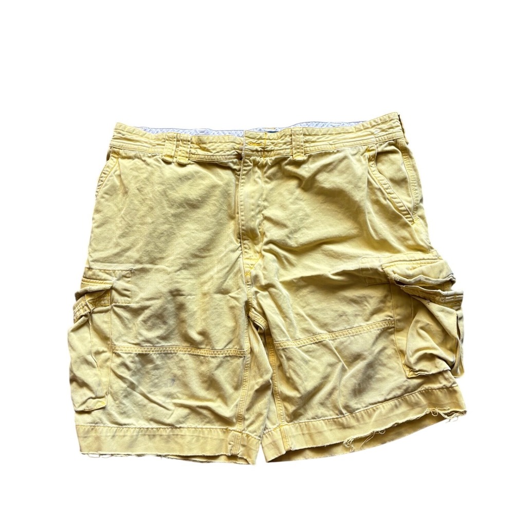 Vintage Banana Yellow Polo Ralph Lauren Cargo Shorts Size 44B 100% Cotton